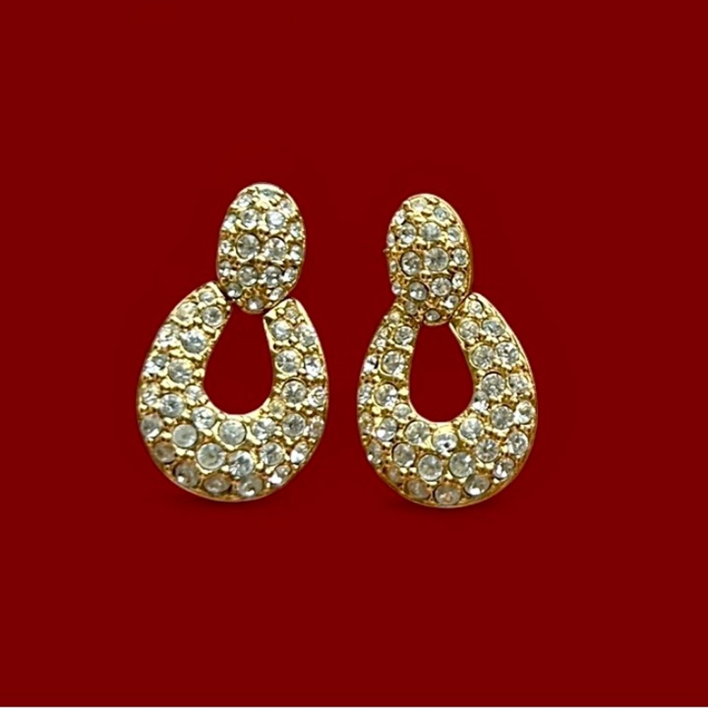Glitzy Swarovski Pave Crystal Earrings (Vtg)